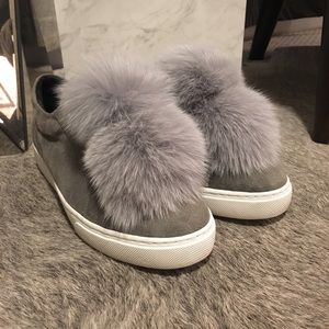 Real fur sneakers